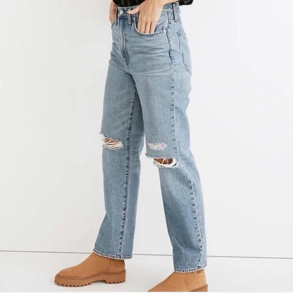 NWOT Madewell The Perfect Vintage Light Wash Indie Ripped Knee Jeans, Size 25.
